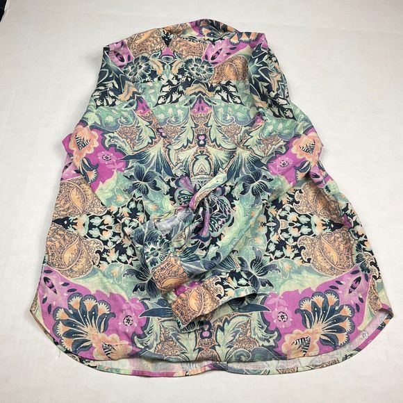 Chicos Linen Button Shirt Floral No Iron 3/4 Sleeve Casual Work Top 1 Medium - Picture 11 of 12